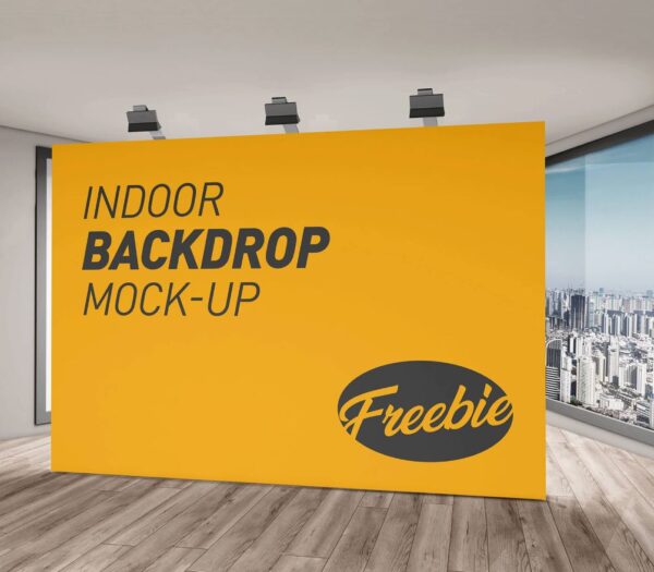 Free Indoor Advertising Backdrop Banner Mockup PSD Set - Image 3