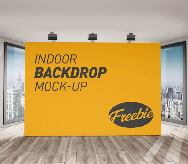 Free Indoor Advertising Backdrop Banner Mockup PSD Set