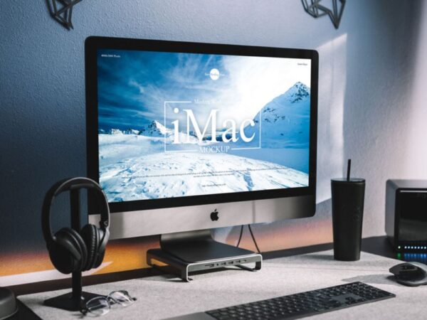 Free Modern Workstation iMac Mockup