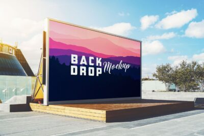 Free Outdoor Stage Backdrop Mockup PSD