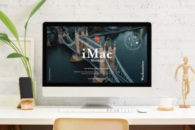 Free PSD Modern Workstation iMac Mockup