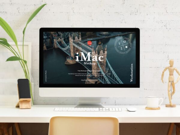 Free PSD Modern Workstation iMac Mockup