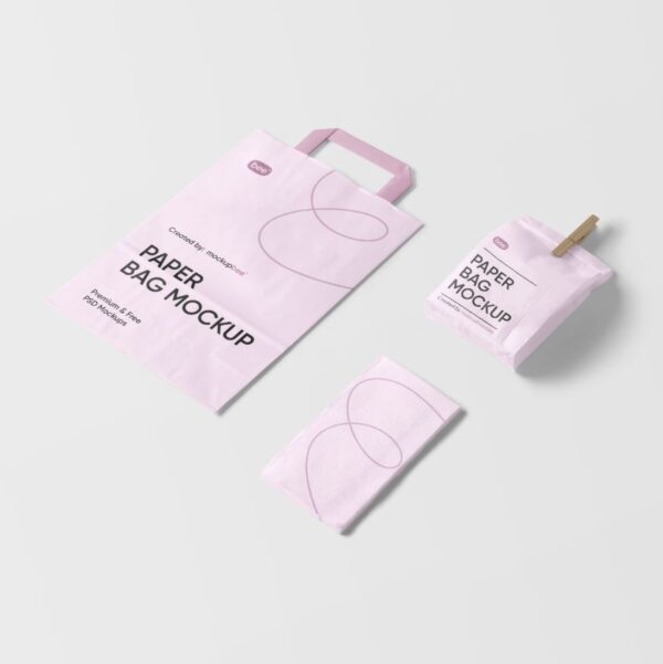 Free Paper Bags And Napkin Mockup