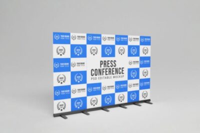 Free Press Conference Backdrop Mockup