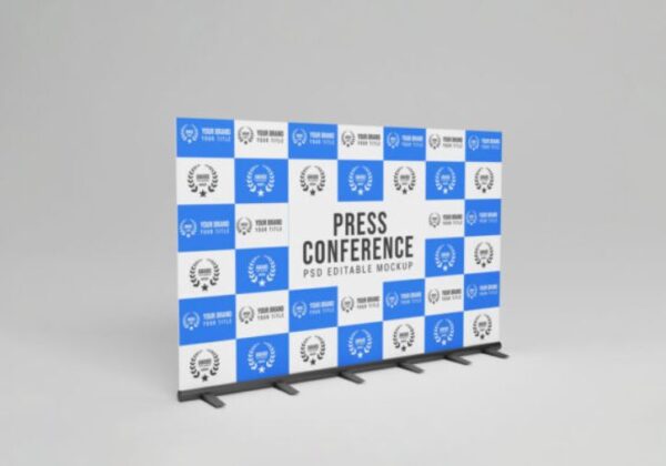 Free Press Conference Backdrop Mockup