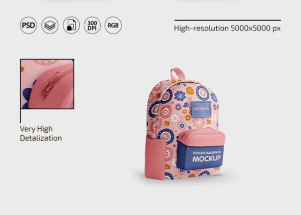 Free School Backpack PSD Mockup 2