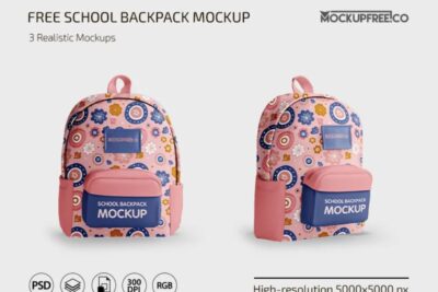 Free School Backpack PSD Mockup