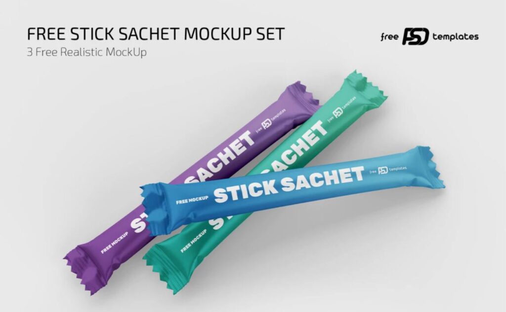 Free Stick Sachet Mockups PSD