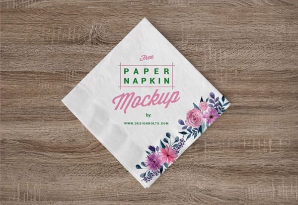 Free Table Paper Napkin Mockup PSD 2