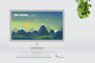 Free White iMac Mockup