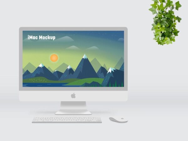 Free White iMac Mockup