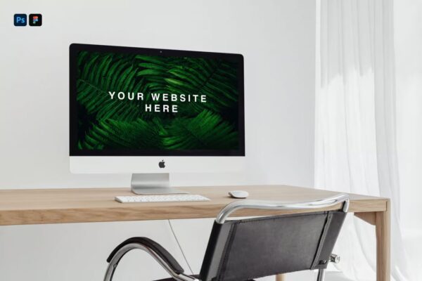 Free iMac Pro on Desk Mockup