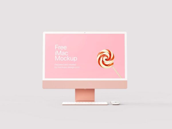 Free pink iMac mockup 2