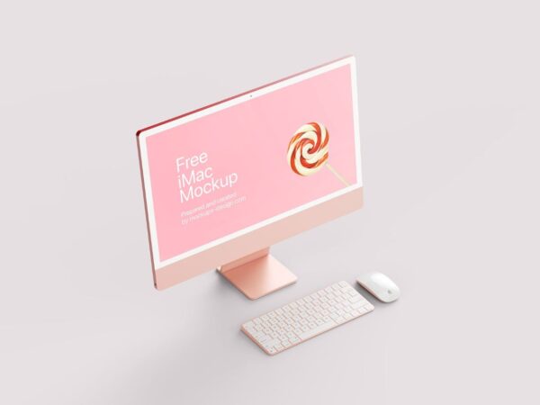 Free pink iMac mockup 3