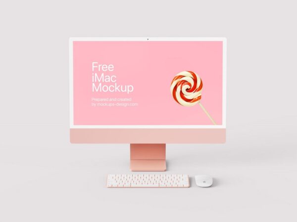 Free pink iMac mockup 4