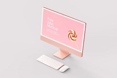 Free pink iMac mockup