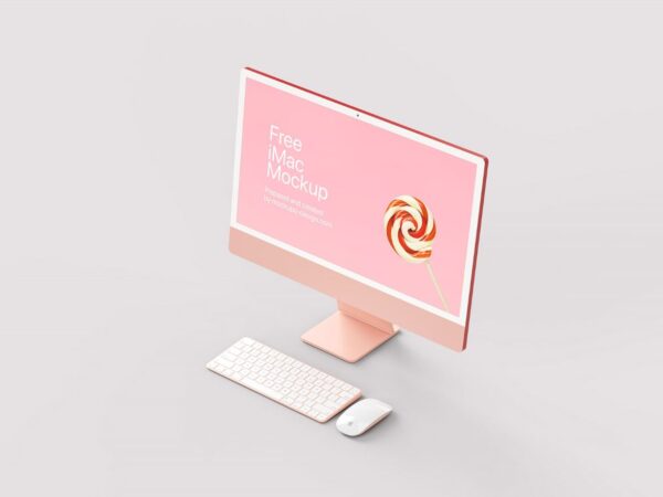 Free pink iMac mockup