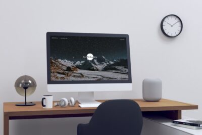 Modern Designer Workstation iMac Mockup