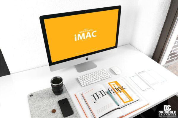 Workspace iMac Mockup PSD