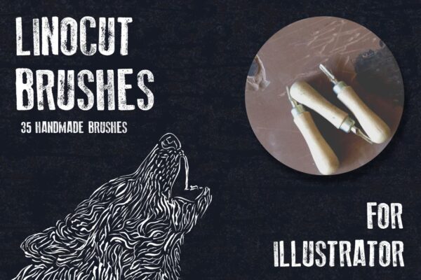 Linocut Brushes for Adobe Illustrator