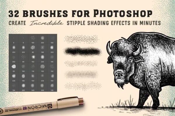 Stipple Brushs for Photoshop and Illustrator 2