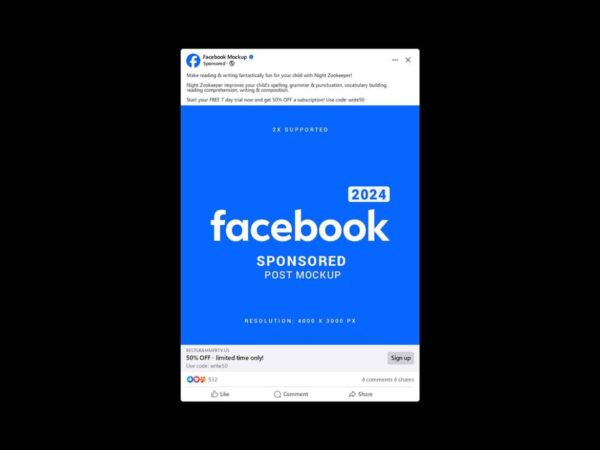 Facebook Sponsored Page Post Mockup 2