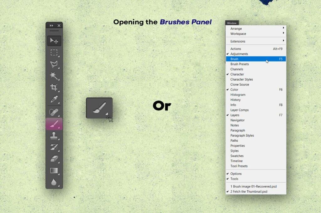 Opening the Brushes Panel