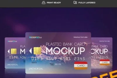 Two Mockups of Plastic Bank Cards in Different Shots