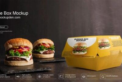 Free Burger Box Mockup PSD Template