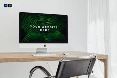 Free iMac Pro on Desk Mockup